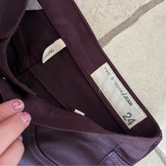 Rag & bone coated wine skinny jeans leggings SZ 24 - Picture 7 of 8